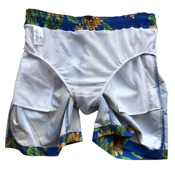 PacSun Sunflower Print Blue Yellow Swim Trunks Mens Small - Picture 11 of 12